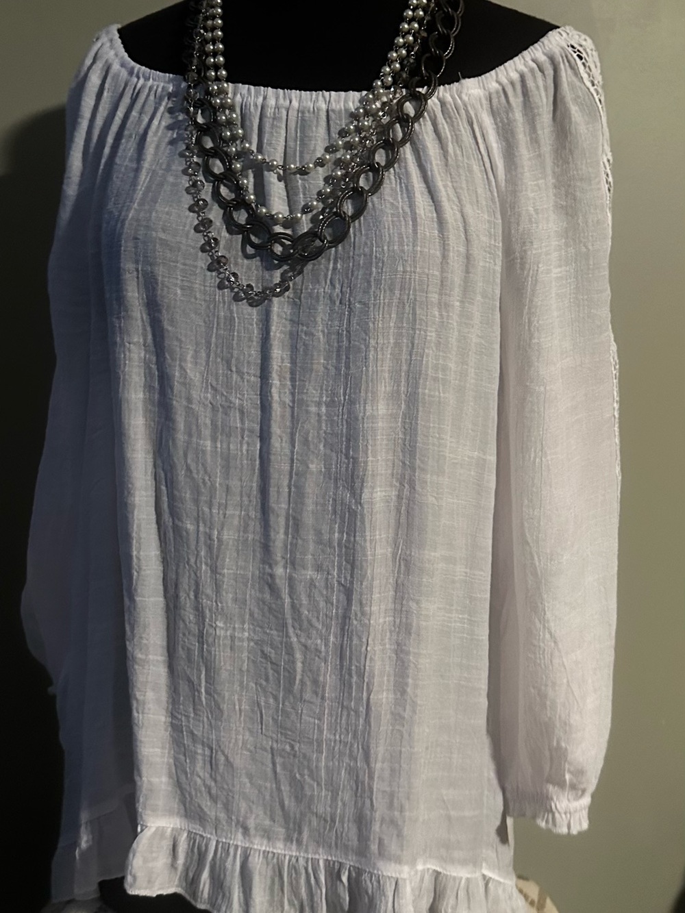 Unique Spectrum White Off-Shoulder Tunic Top